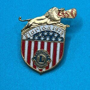 Lions Club International Pin Florida 1975 Red‎ White Blue Pin